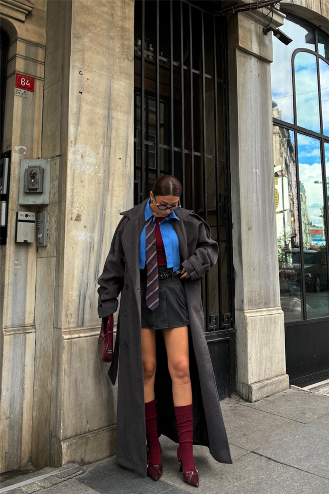 Dark Grey Wool-Blend Coat