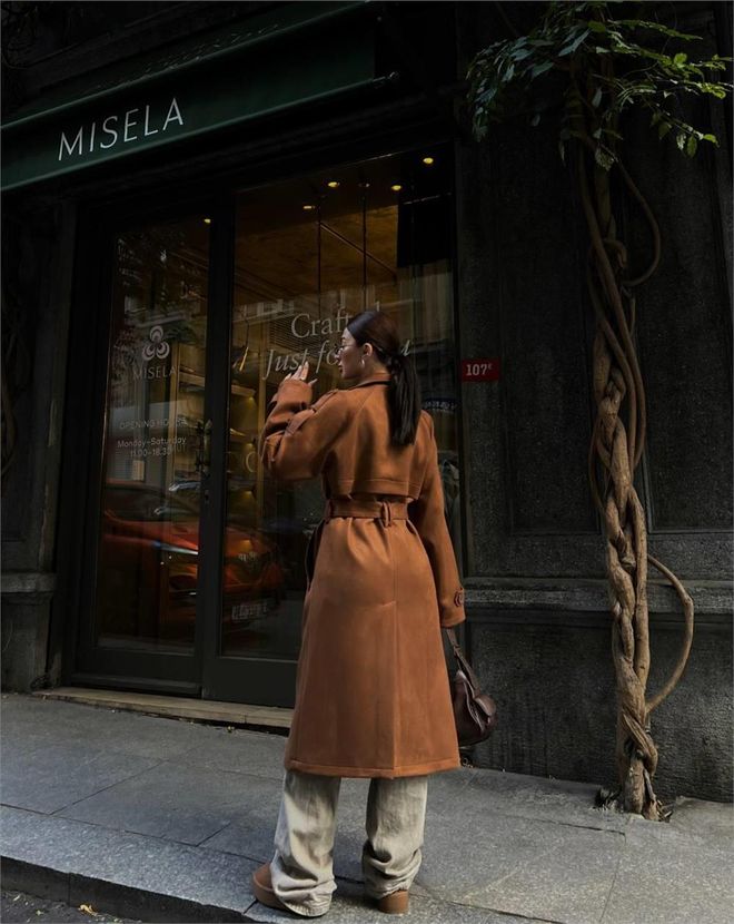 Brown Suede-Effect Coat