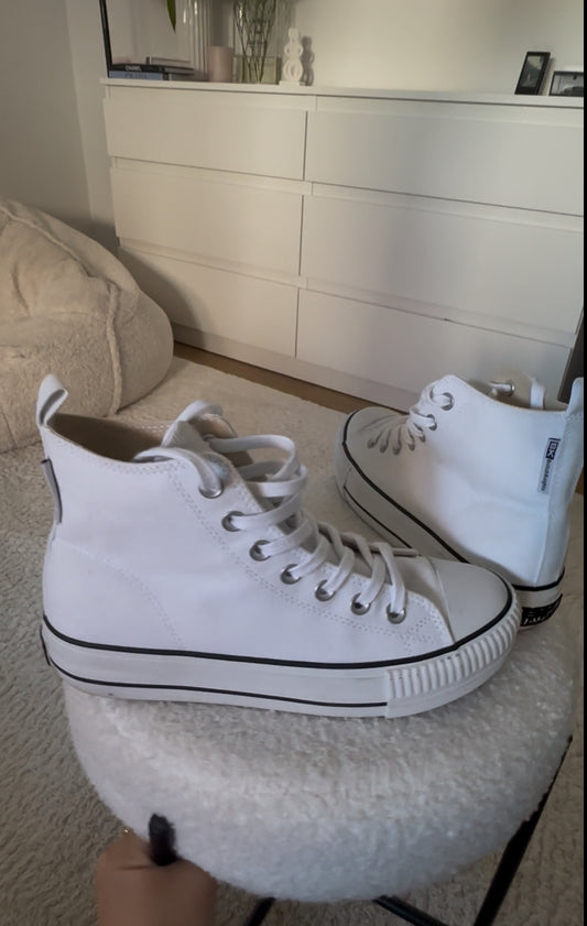 White Platform High-Top Sneakers