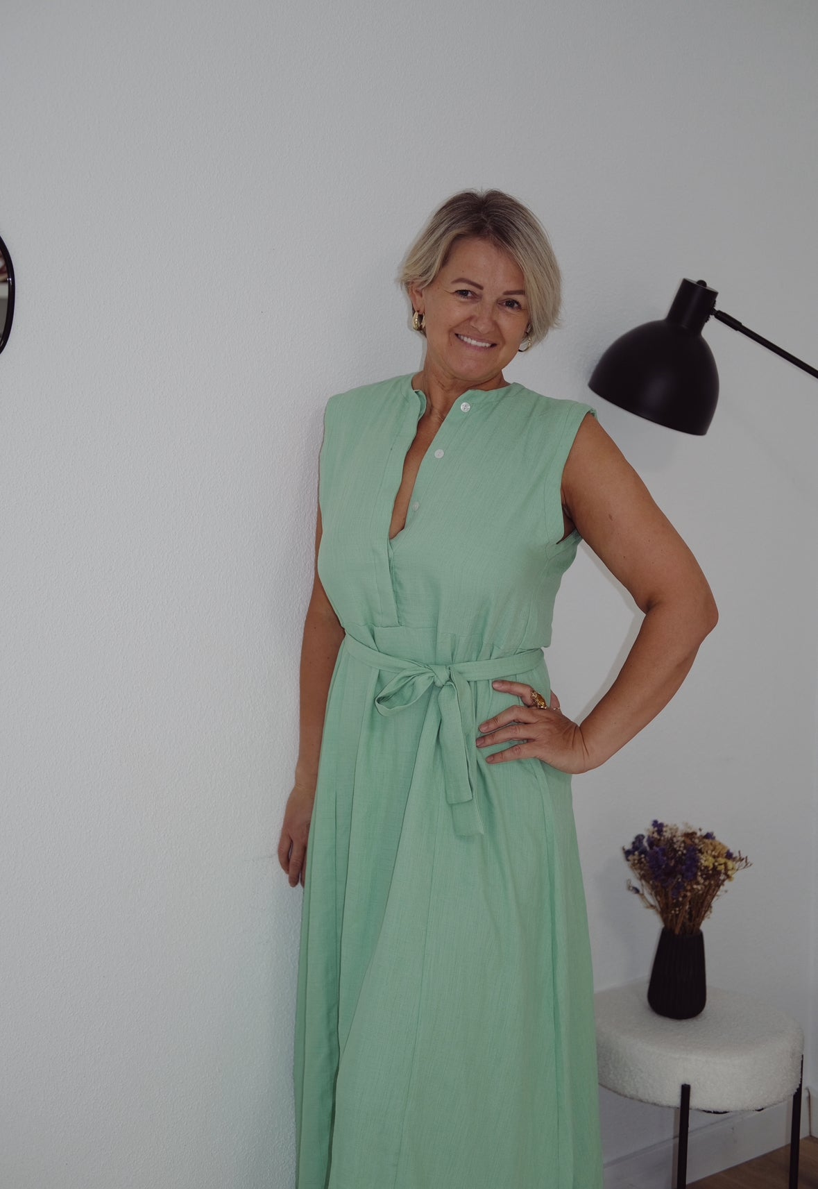 Mint green shirt dress