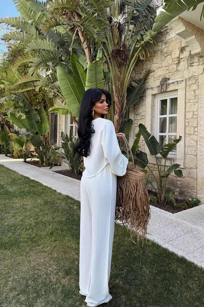 White Tied Trouser Suit