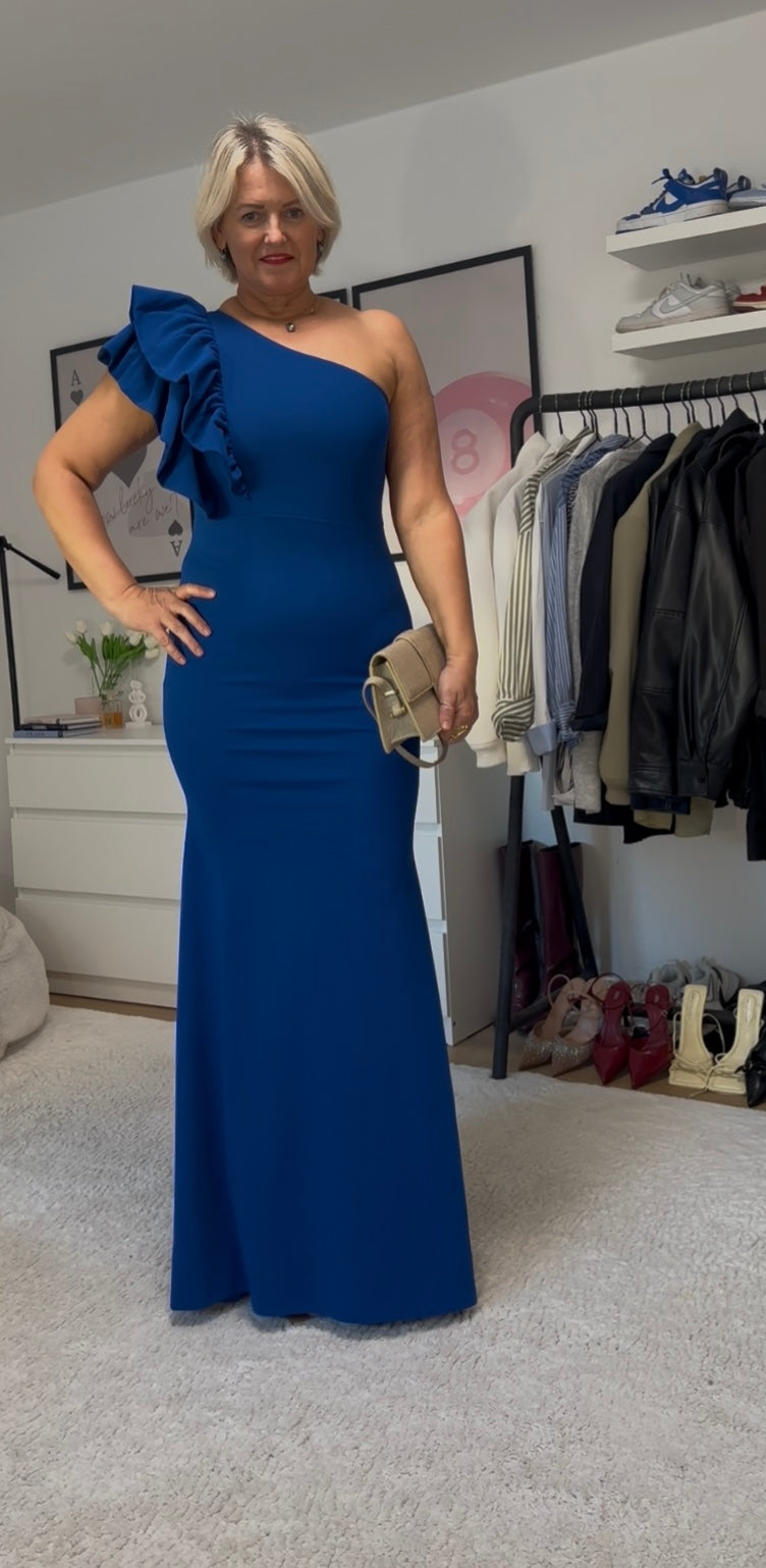 Royal Blue One-Shoulder Evening Gown