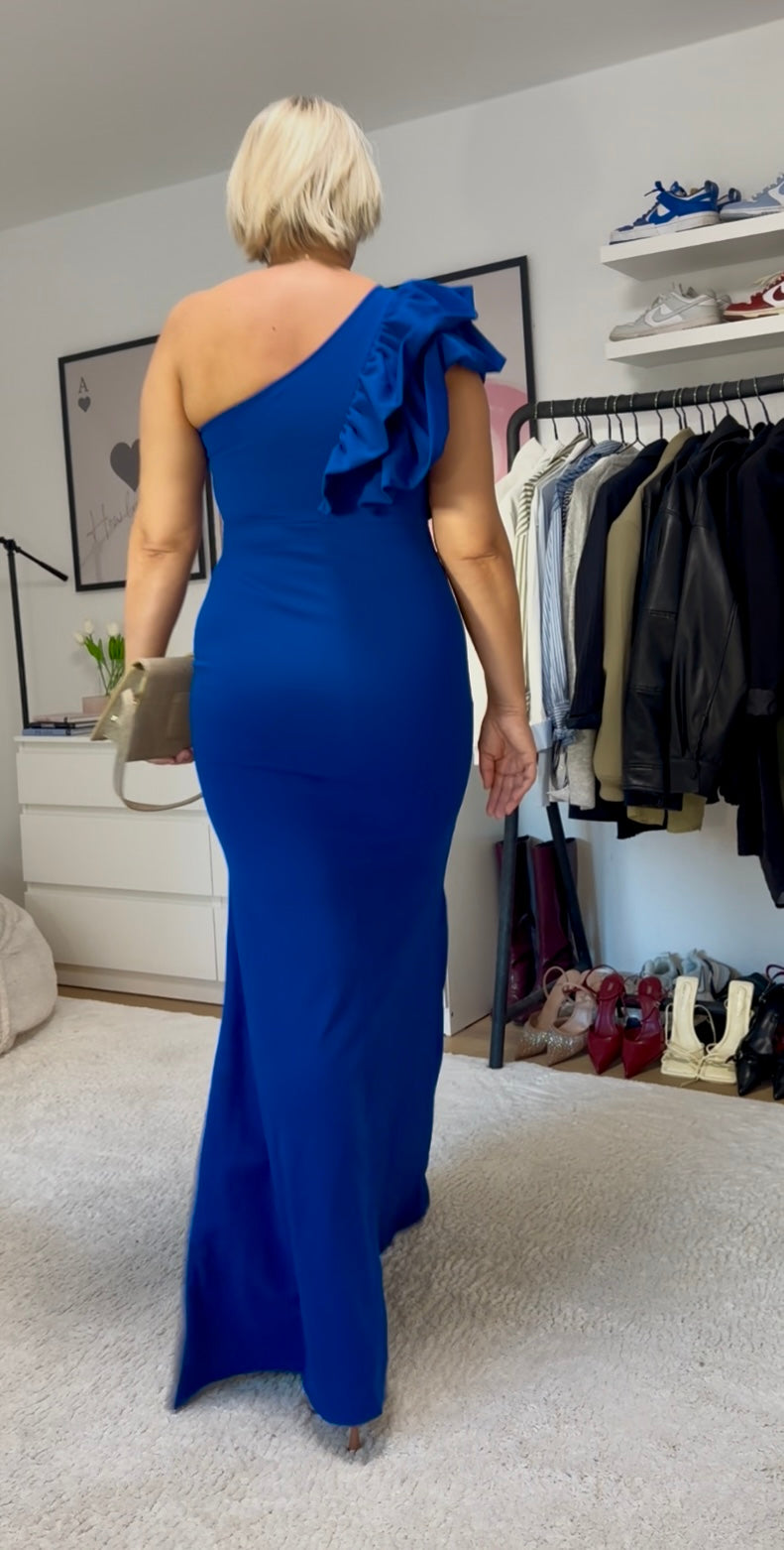 Royal Blue One-Shoulder Evening Gown