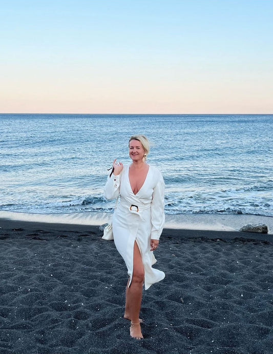 Santorini White Belted Wrap Dress