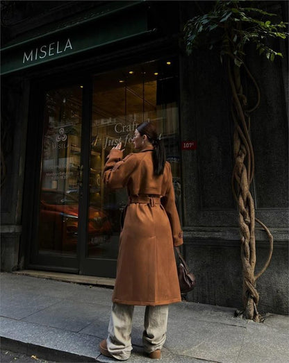Brown Suede-Effect Coat