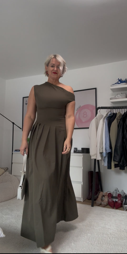 Elegant A-Line Dress with one shoulder neck