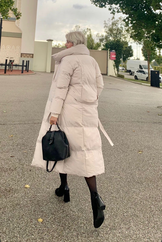 Oversized Cream Longline Puffer Coat