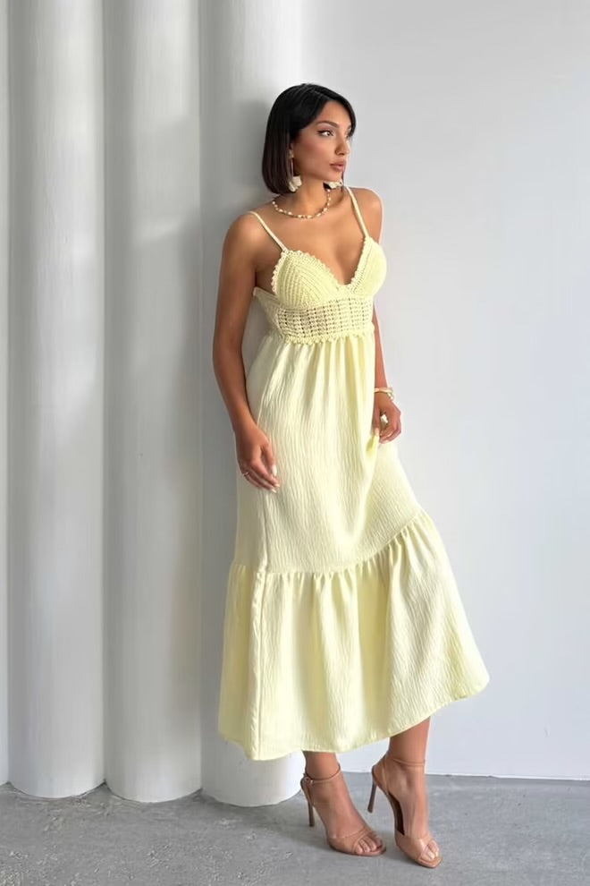 Lemon Breeze Crochet Dress