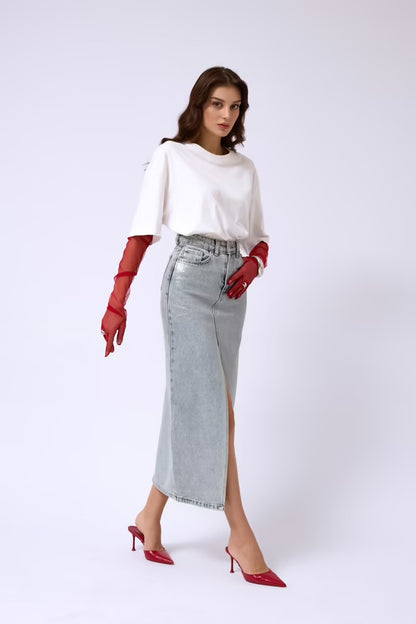 Denim Midi Skirt