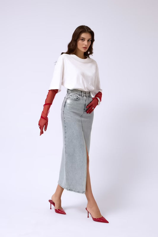 Denim Midi Skirt