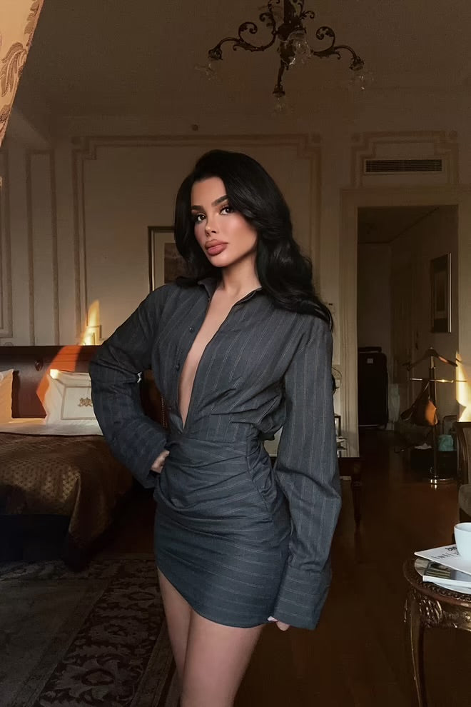 Pinstripe Power Dress