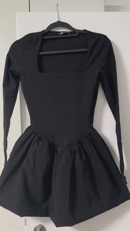 Black Dress with Flared Skirt