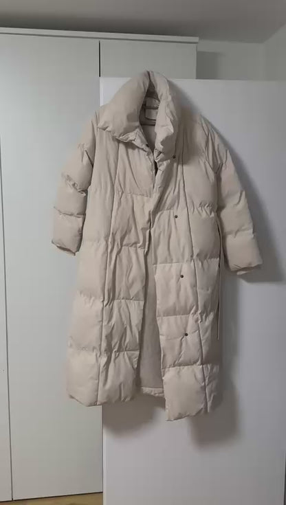 Oversized Cream Longline Puffer Coat