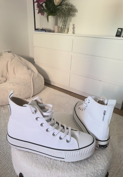 White Platform High-Top Sneakers